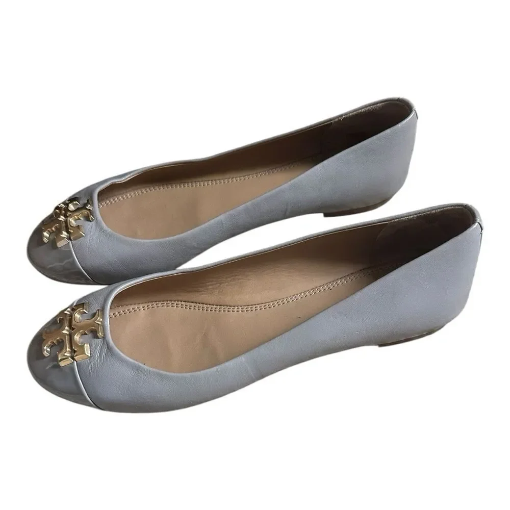 Tory Burch | 60226 Everly Cap Toe Ballet Nappa Leather French Gray | 7.5